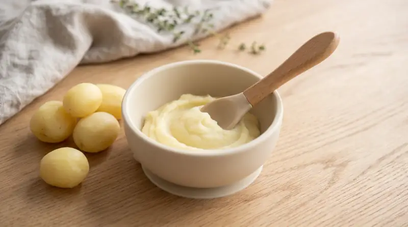 Açık ahşap zeminde patates.